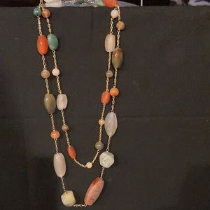 Gold Necklace with Colorful beads